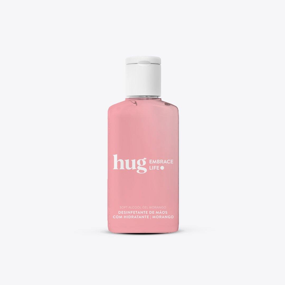 Álcool Gel Morango com Hidratante 50ml - HUG - Embrace Life ●