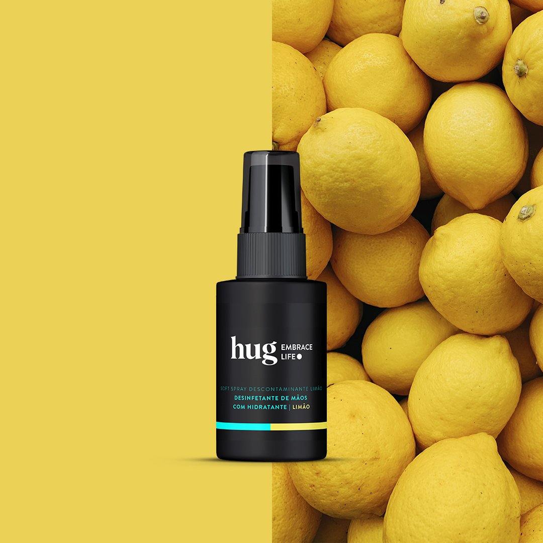 Desinfetante de Mãos em Spray com Hidratante Aroma a Limão 30ml - HUG - Embrace Life ●