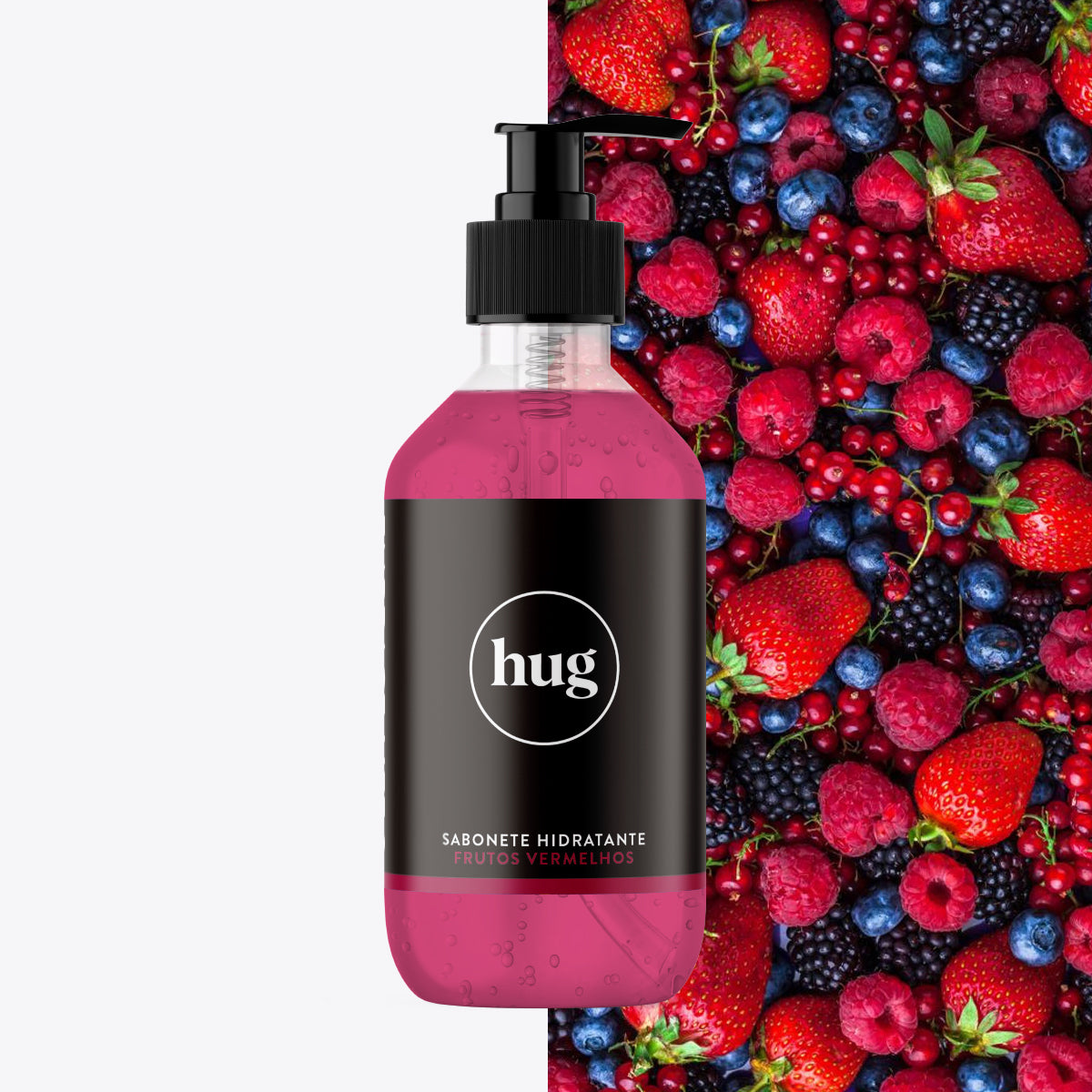 Sabonete Líquido Hidratante de Frutos Vermelhos 300ml - HUG - Embrace Life ●